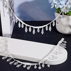 Bordure à franges en perles de verre en forme de larme&nbsp;DIY-WH0588-12