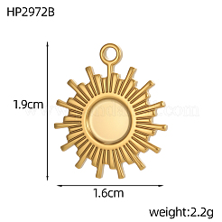 Sonnenanhänger aus Edelstahl 304 mit Cabochon-Fassung&nbsp;STAS-OY007-07G