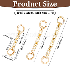 3 Stück 3 Stile Legierung Rechteck Link Tasche Extender Ketten&nbsp;PURS-BBC0001-06