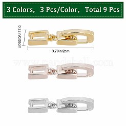 9 fermoir déployant en laiton 3 couleurs&nbsp;KK-SC0003-13