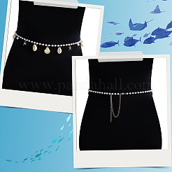 Taillenkette mit Quaste aus Naturmuscheln und Eisen in Form eines Seesterns&nbsp;AJEW-CP0011-35B