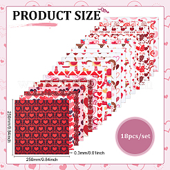 18 Stück Valentinstag-Polyester-Baumwollstoff&nbsp;DIY-WH0128-65