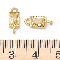 Breloques connecteurs rectangulaires en laiton pavé de zircone cubique&nbsp;KK-P348-10G