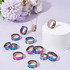 18 Stück 9 Größen 201 Edelstahl geriffelte Fingerringfassungen&nbsp;STAS-UN0049-69MC