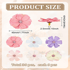 36 fleur artificielle en tissu de soie de 6 couleurs&nbsp;DIY-LP0003-30A