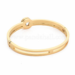 Flacher runder Armreif aus Kristall-Strass mit römischen Ziffern&nbsp;BJEW-N017-007LG