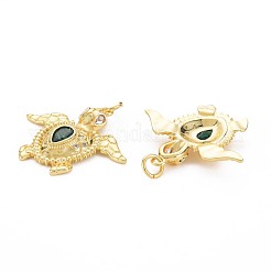 Ciondoli in ottone micro pavé di zirconi chiari e verdi&nbsp;ZIRC-S067-245