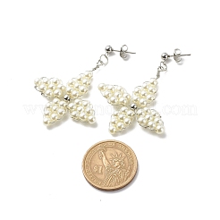 Boucles d'oreilles clous étoiles tressées en perles de verre&nbsp;EJEW-JE04982-01
