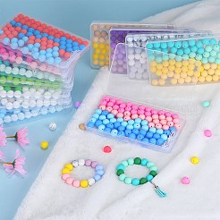 80 pièce de perles focales rondes en silicone de 4 styles&nbsp;SIL-SZ0001-22E