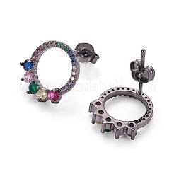 Ottone micro spianare orecchini zirconi&nbsp;EJEW-F198-04