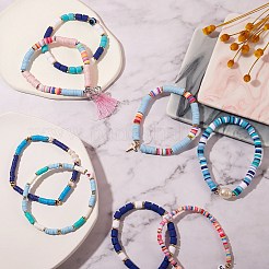 8 Stück 8 Stil Fimo Heishi & Naturperle & nicht magnetische synthetische Hämatit-Perlen Stretch-Armbänder für Mädchen und Frauen&nbsp;BJEW-SZ0001-81