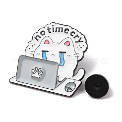 Épinglettes en émail chat workaholic « pas le temps de pleurer »&nbsp;JEWB-B047-01B