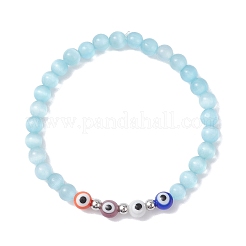 4 bracciale elastico con perline rotonde in vetro soffiato a bocca&nbsp;BJEW-JB12289