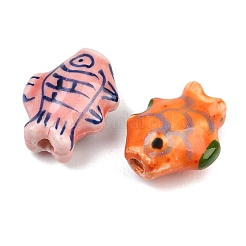 Perles de porcelaine de poissons à la main&nbsp;X-PORC-S446-M
