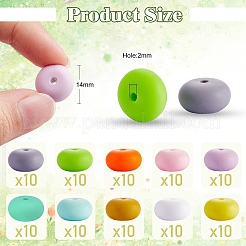 100 Stück Silikonperlen 14 mm Silikon-Abakusperlen Gummiperlen großes Loch farbige lose Abstandsperlen für DIY-Halskette&nbsp;JX323A