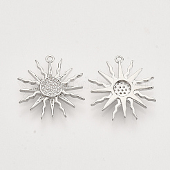 Ciondoli a eclissi solare in ottone con micro pavé di zirconi chiari&nbsp;ZIRC-T011-27P-NF