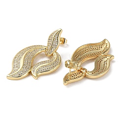 Boucles d'oreilles pendantes en laiton plaqué micro pavé de zircone cubique&nbsp;EJEW-M230-03G