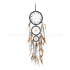 Web / filet tissé en ABS de style indien avec des décorations de pendentifs en plumes&nbsp;AJEW-B016-04B