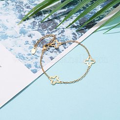 Bracelets à maillons en acier inoxydable 304 avec trèfle&nbsp;BJEW-JB06028