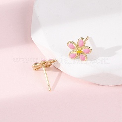 Messing-Blumen-Ohrstecker&nbsp;EJEW-H165-04G-02