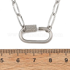 Colliers avec pendentif mousqueton ovale en acier inoxydable 304 et chaîne trombone texturée&nbsp;NJEW-JN06576-01