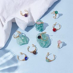 Anelli con pietre preziose naturali e sintetiche e lavorazione a lume&nbsp;RJEW-UN00048