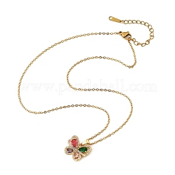 Collane con ciondolo a farfalla in ottone micro pavé di zirconi cubici per donna&nbsp;NJEW-S448-09G