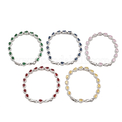 Bracciali da tennis in ottone color platino con micro pavé di zirconi cubici&nbsp;BJEW-B160-05P