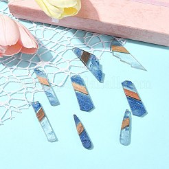 8pcs 4 estilos de resina transparente y colgantes de madera de nogal&nbsp;RESI-FS0001-77