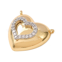 Pendentifs en laiton micro pavé de zircone cubique transparent pour la saint-valentin&nbsp;KK-C264-16B-G