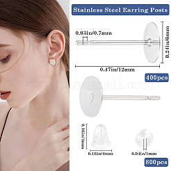 1600 stücke 2 arten 304 edelstahl flache runde blank peg stud ohrring Zubehörse&nbsp;FIND-BBC0003-53A