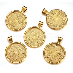 Supports pendant d'alliage cabochon rond plat&nbsp;PALLOY-A15654-AG-NF