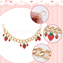 2 pz lega smaltata ciondolo fragola in alluminio borsa catene decorative&nbsp;HJEW-BBC0001-27B