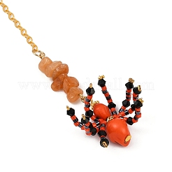 Decorazioni pendenti con perline di vetro e turchese sintetico tinto a tema Halloween&nbsp;HJEW-MZ00282-04