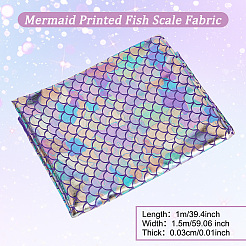 Funkelnder Spandex-Meerjungfrau-bedruckter Fischschuppenstoff mit Hologramm&nbsp;DIY-WH0304-478