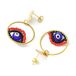Pendientes colgantes de cuentas de vidrio hechos a mano con forma de ojo malvado&nbsp;EJEW-MZ00371