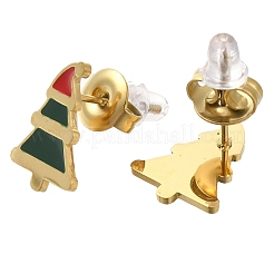 Ohrstecker aus Ionenplattierung (IP) 304 Edelstahl mit Emaille&nbsp;EJEW-I316-03G-05