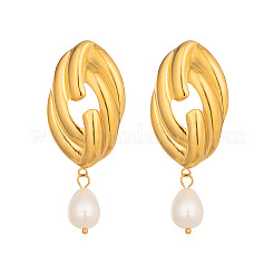 Pendientes colgantes de perlas de agua dulce de acero inoxidable 304 para mujer&nbsp;EE7584