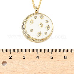 Colliers avec pendentif en forme de lune ronde et plate en laiton micro pavé et émail transparent en zircone cubique pour femmes&nbsp;NJEW-S449-03C-G