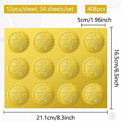 34 Blatt selbstklebende Aufkleber mit Goldfolienprägung&nbsp;DIY-WH0509-072