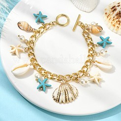 Bettelarmband aus natürlicher Muschel&nbsp;BJEW-TA00352