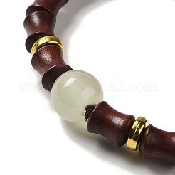 Bracelet extensible en perles de bois de santal et de bambou&nbsp;BJEW-B080-13C
