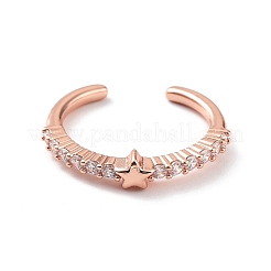 Anelli aperti con micro pavé di zirconi trasparenti in ottone placcato a stella&nbsp;RJEW-D020-11RG