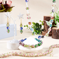 1 hebra de cuentas redondas con flores interiores de lampwork hechas a mano&nbsp;LAMP-TA0002-72I