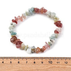 Natürliche amazonite & strawberry quartz chip stretch armbänder&nbsp;X-BJEW-JB04490-04