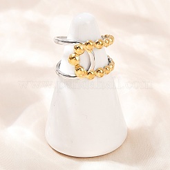 Anelli per polsini bicolore in acciaio inossidabile 304&nbsp;RJEW-S635-01GP-16