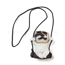 Lindas decoraciones colgantes de bulldog oscilantes de resina&nbsp;LS-HJEW-A010-01B