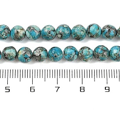 Fili di perline turchesi in argento sintetico assemblato&nbsp;G-D0006-C13-6mm