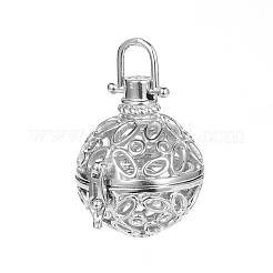 Ciondoli a gabbia tonda in ottone cavo&nbsp;KK-F0298-P-NR