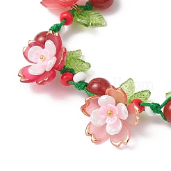Bracelets tressés en perles acryliques florales pour femmes&nbsp;BJEW-MZ00184-01